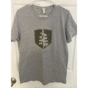 Tread Proof Mens Gray Graphic Tee With Shield Logo & "Fight Hard. Train Smarter.